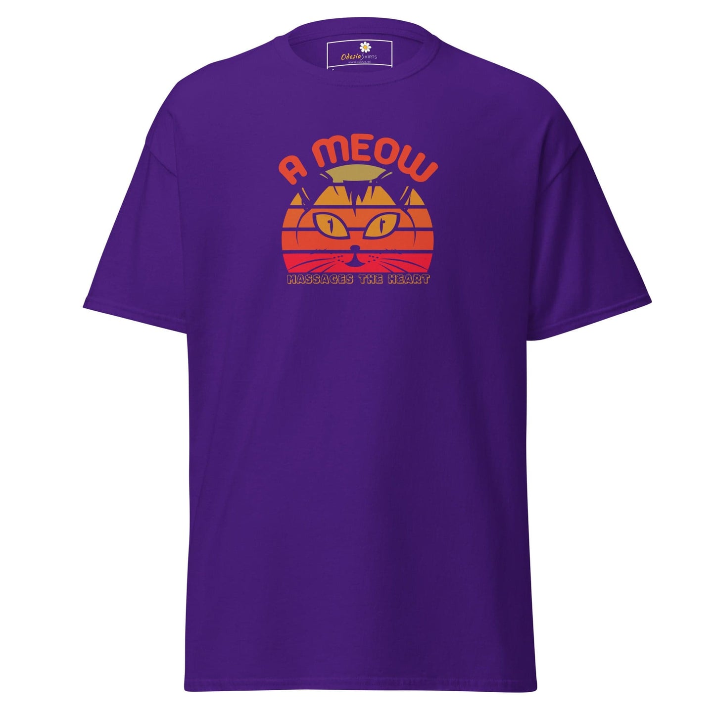 Unisex classic t-shirt - ANIMALS A CAT MASSAGES HEART - REGULAR - Purple / S