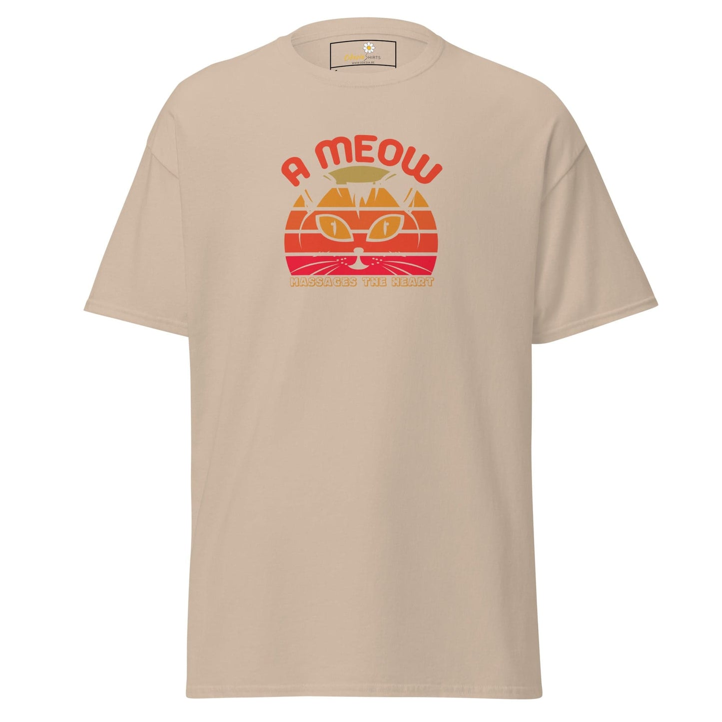 Unisex classic t-shirt - ANIMALS A CAT MASSAGES HEART - REGULAR - Sand / S