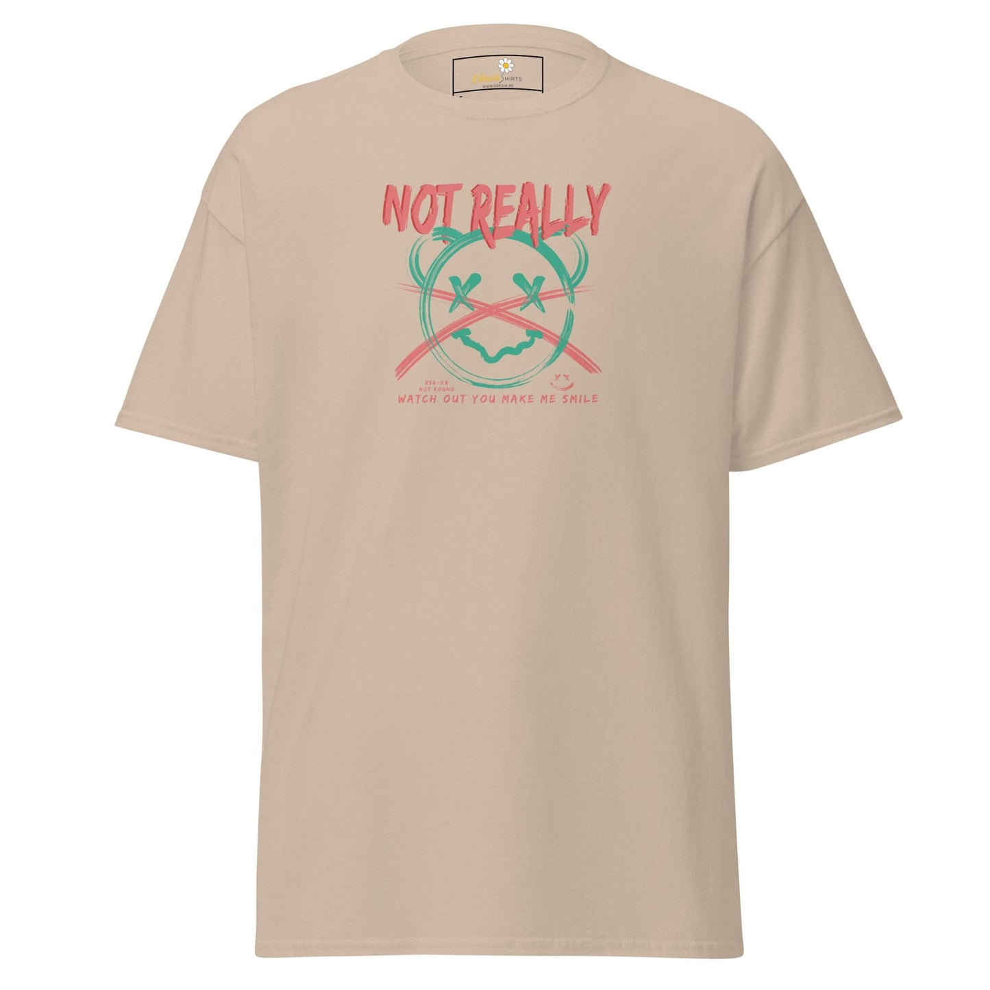 Beige graphic T-shirt for men and women available in sizes S to XL