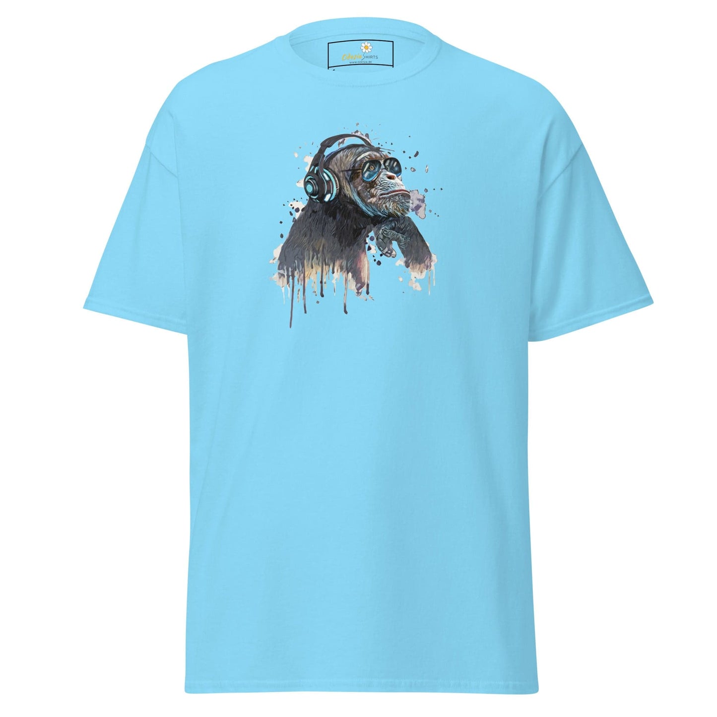 Light blue T-shirt with chimpanzee graphic from T-SHIRT DESIGN TEE MAN WOMAN S-XL