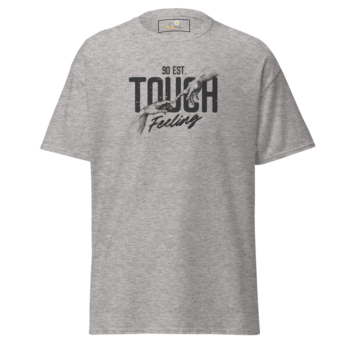 Gray T-shirt with graphic design for men and women in sizes S to XL