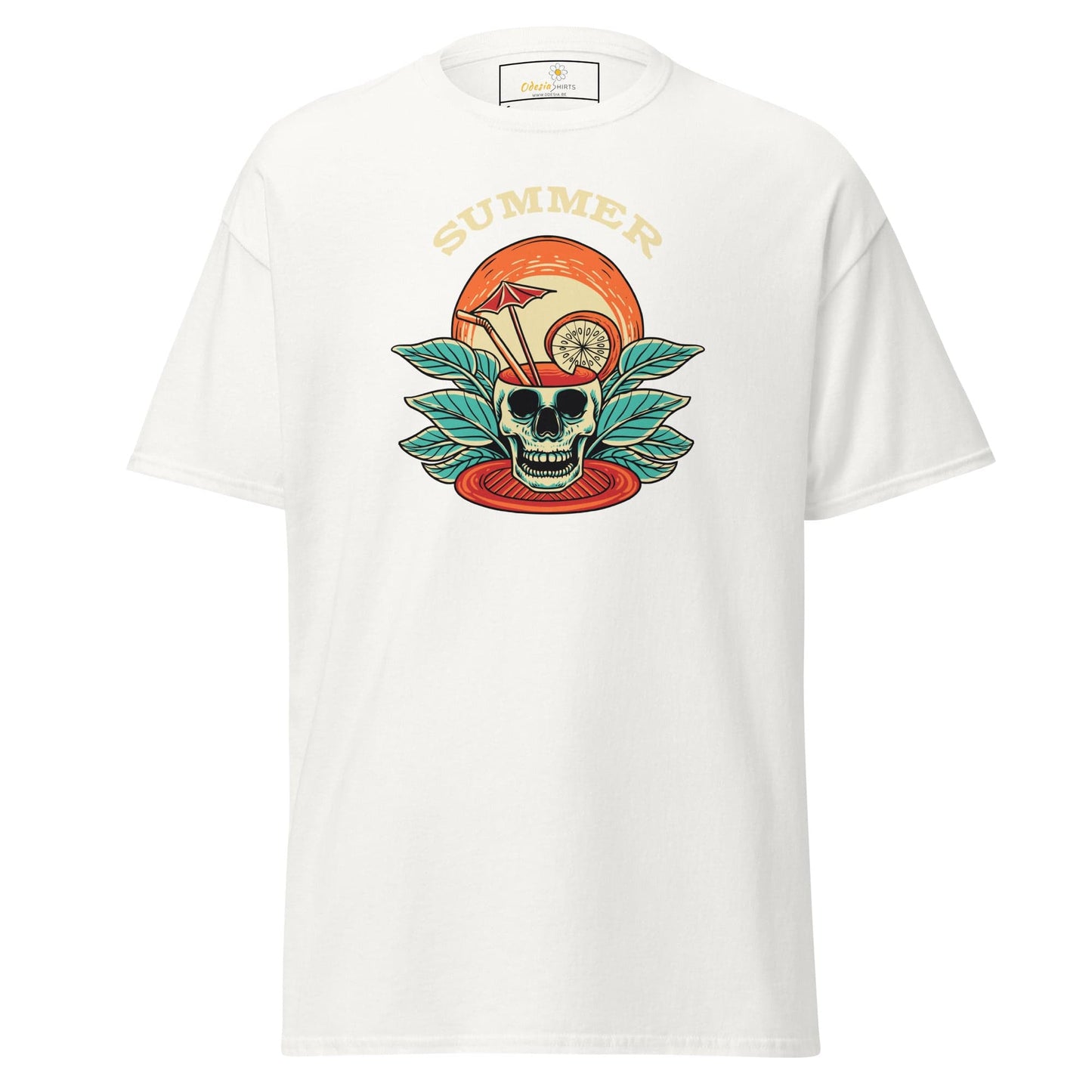 Unisex classic t-shirt - SKULL SUMMER DRINK - REGULAR - White / S