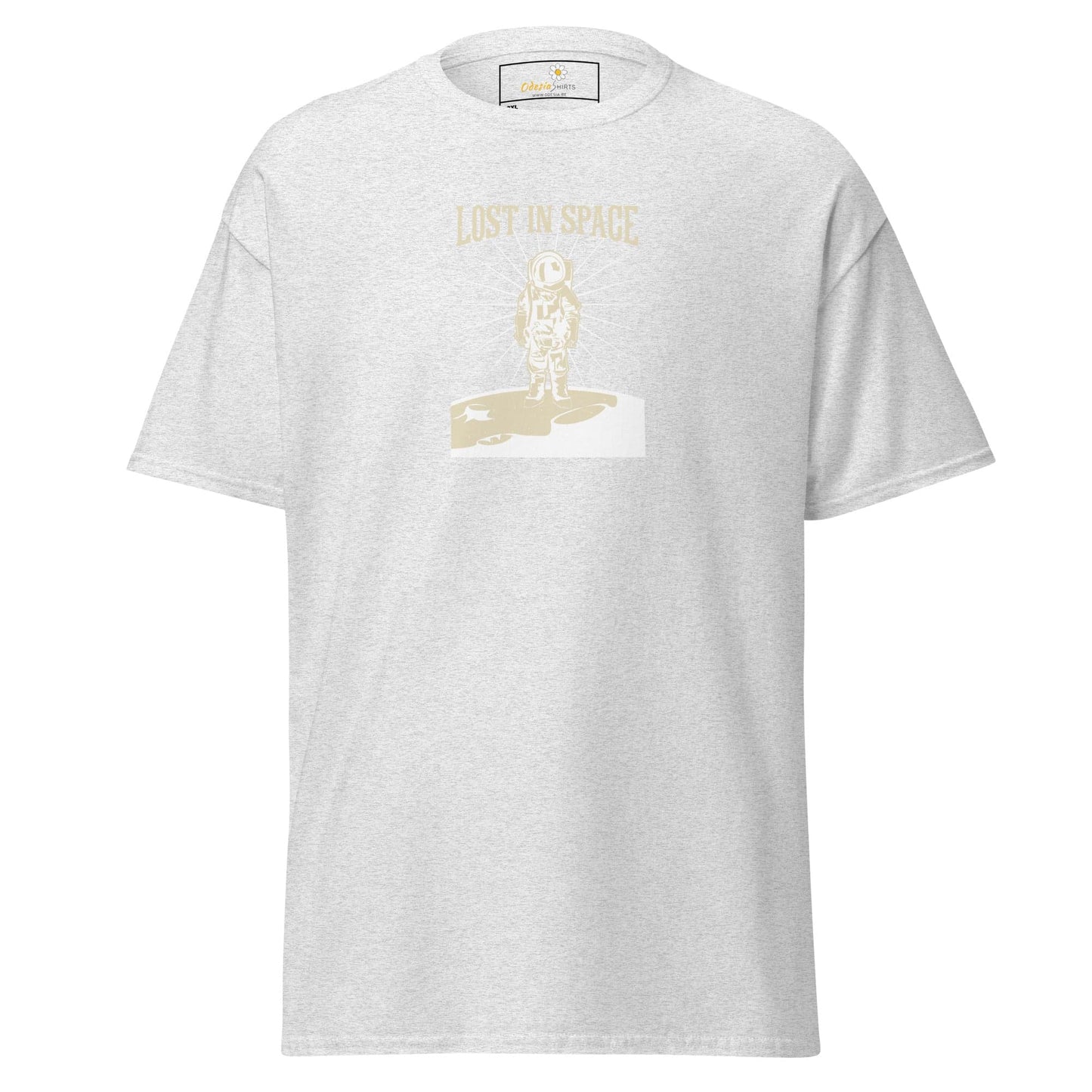 White T-shirt with astronaut graphic for men and women in sizes 2XL to 5XL