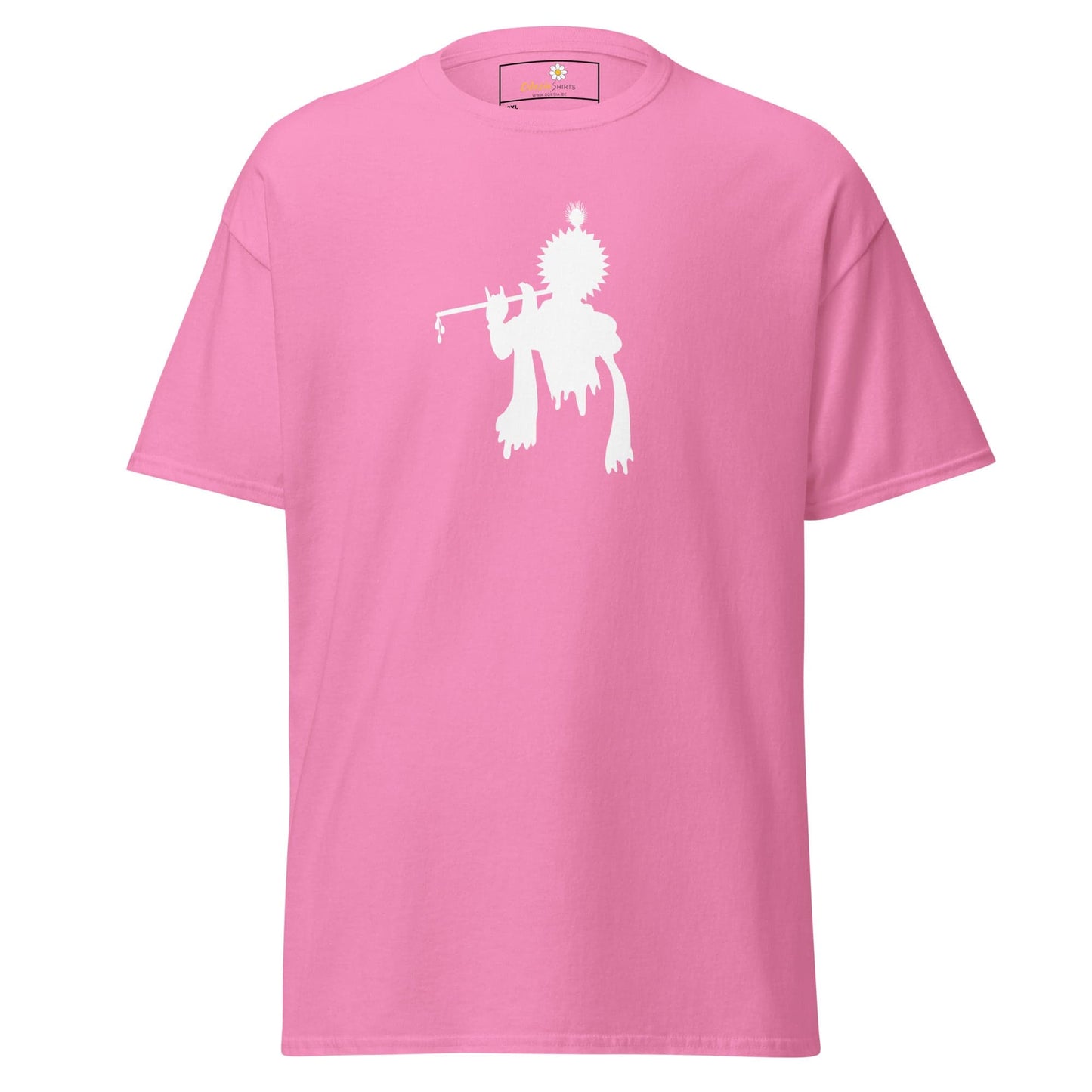 Pink T-shirt with white Krishna graphic for men and women in 2XL to 5XL sizes