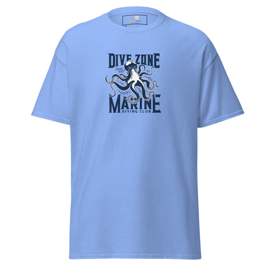 Light blue t-shirt.