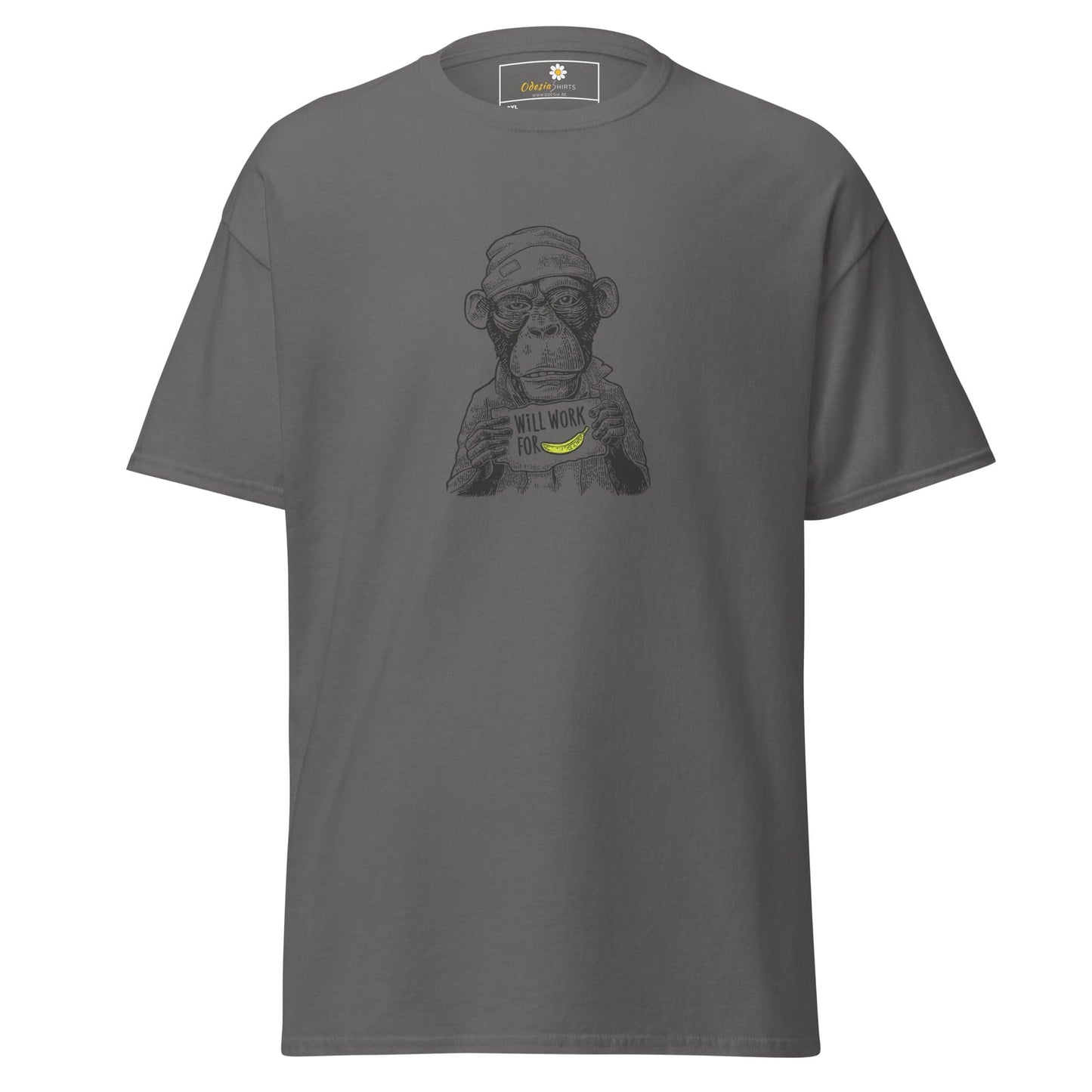 Gray T-shirt with monkey graphic from T-SHIRT DESIGN TEE for Men and Women in 2XL-5XL