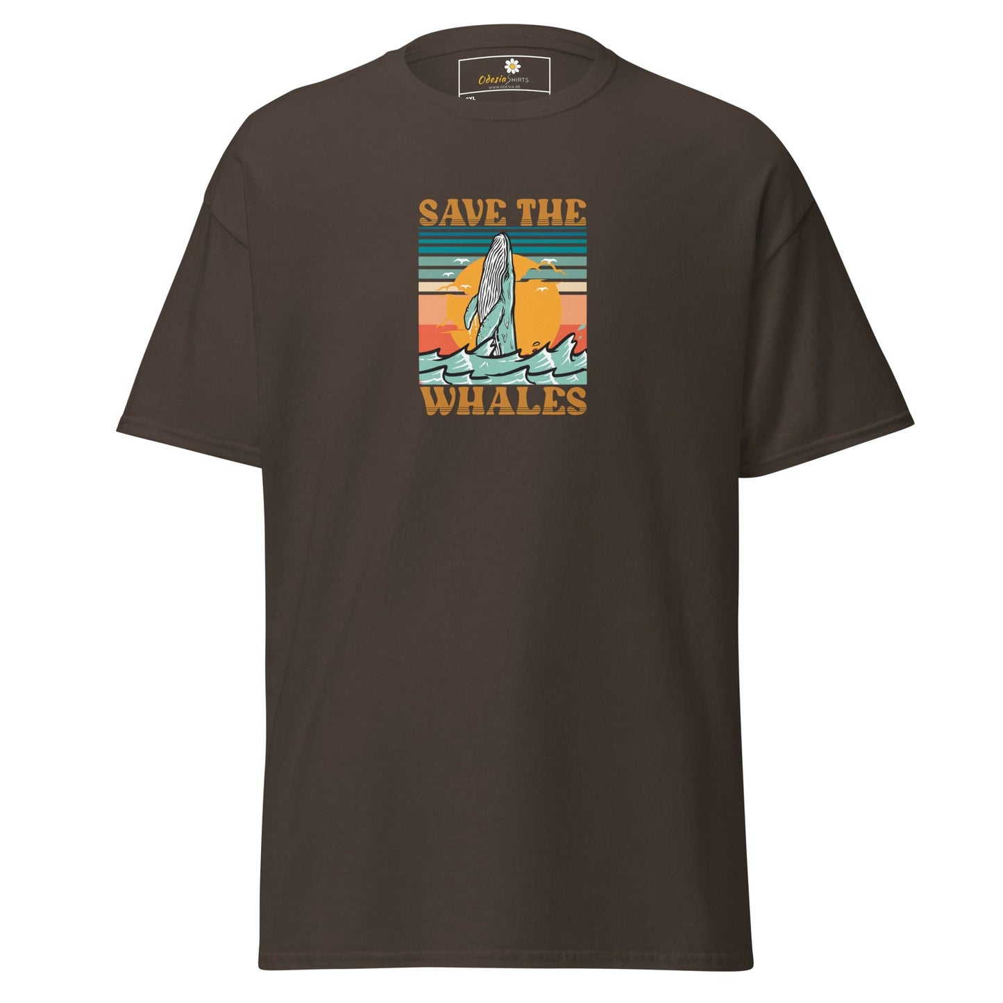 Brown T-shirt with whale graphic from T-SHIRT DESIGN TEE for Men and Women size 2XL to 5XL