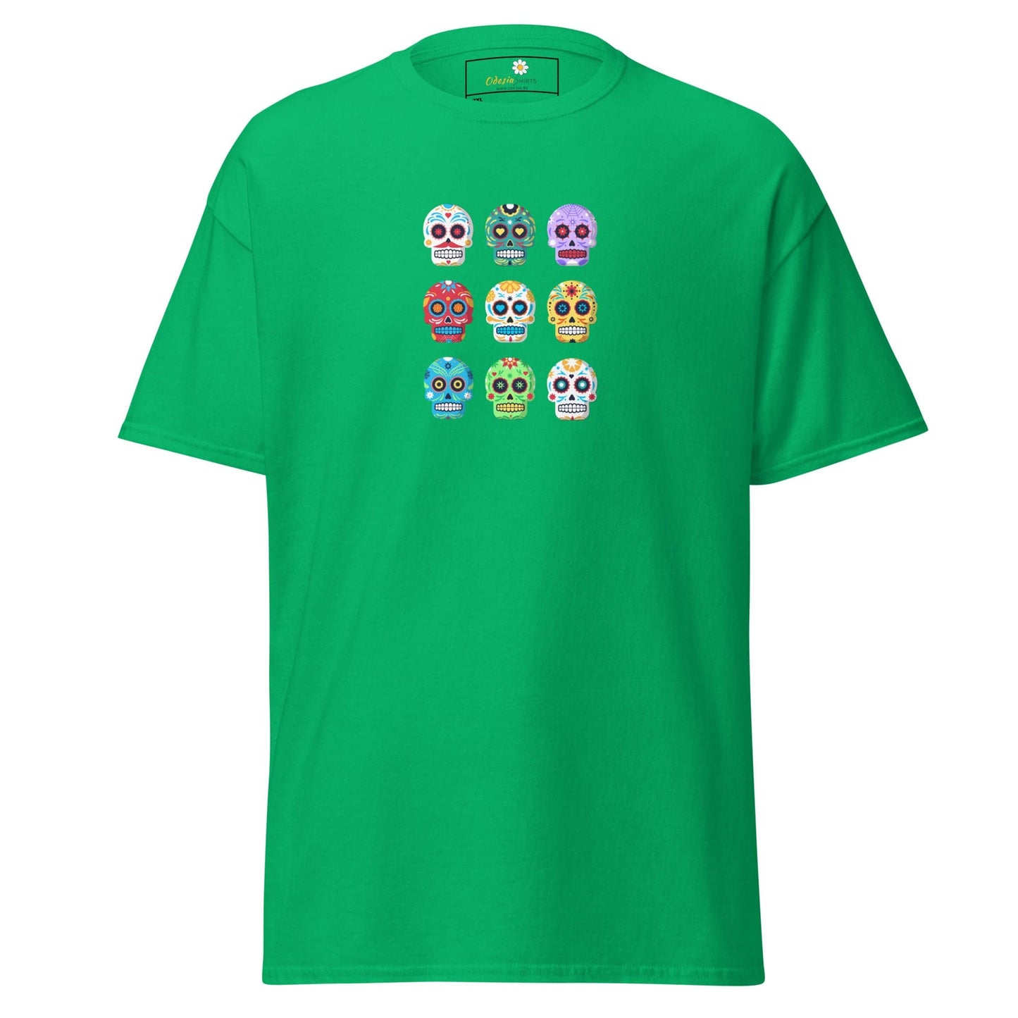 Green T-Shirt with Sugar Skull Design for Men and Women in 2XL to 5XL sizes