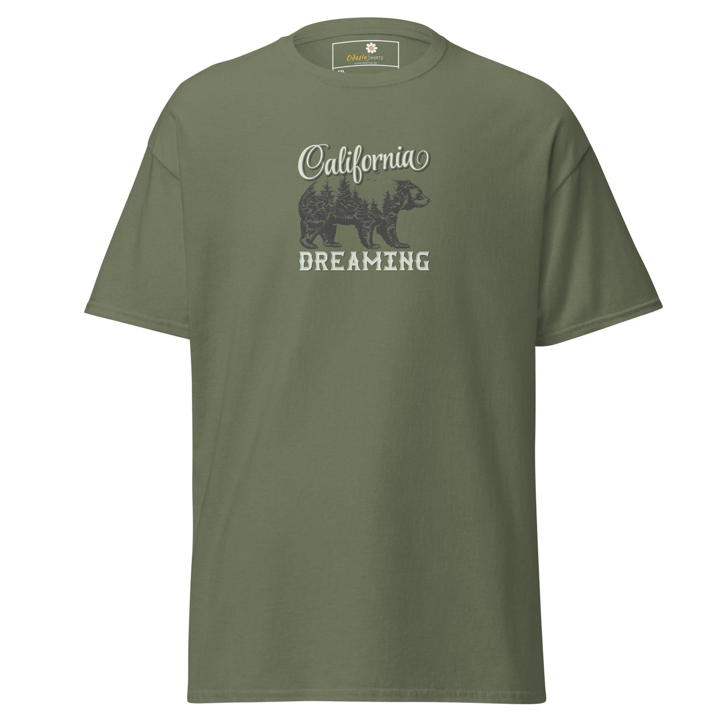 Olive green T-shirt designed for men and women available in sizes 2XL to 5XL
