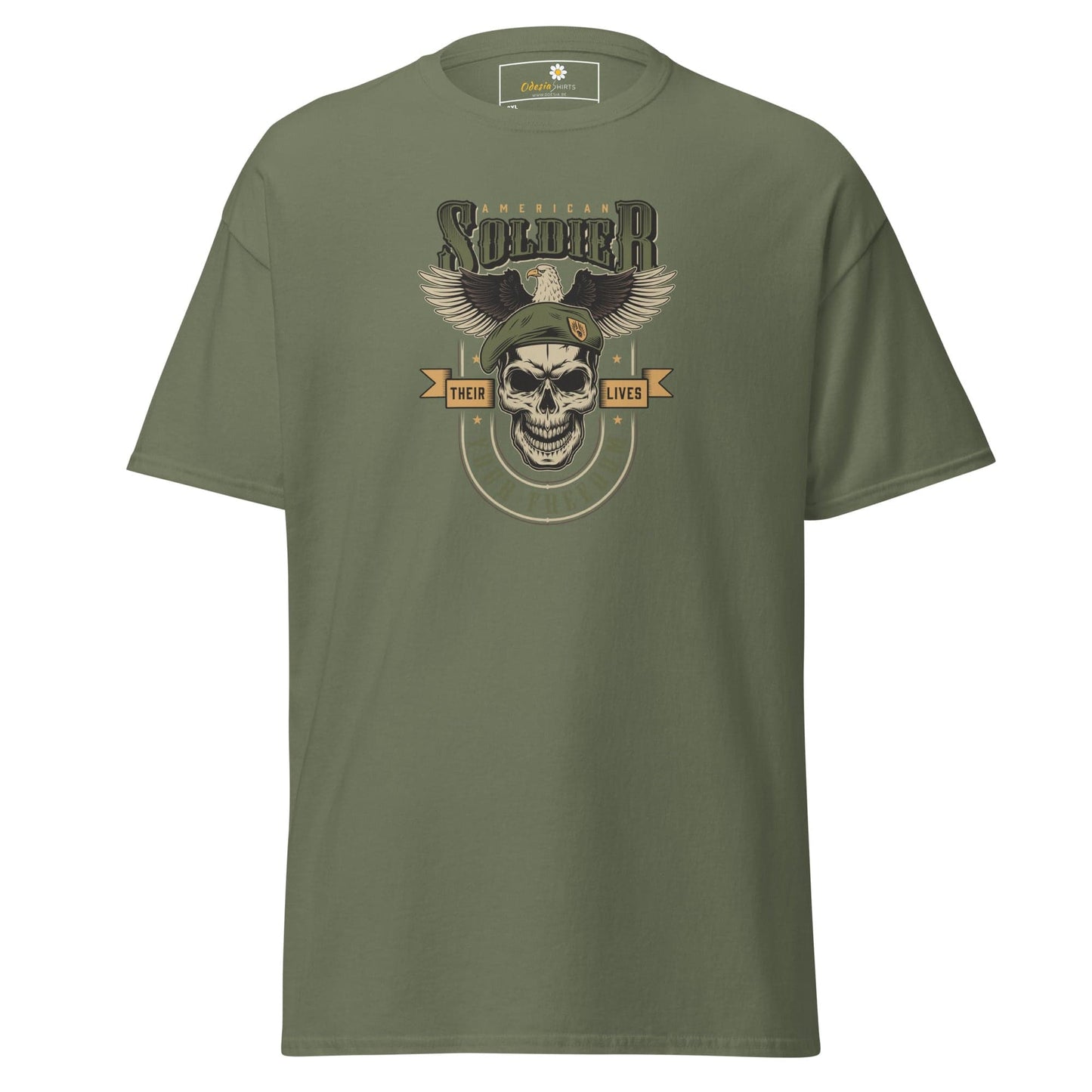 Olive green T-shirt displayed in T-SHIRT DESIGN TEE for MEN and WOMEN in sizes 2XL to 5XL