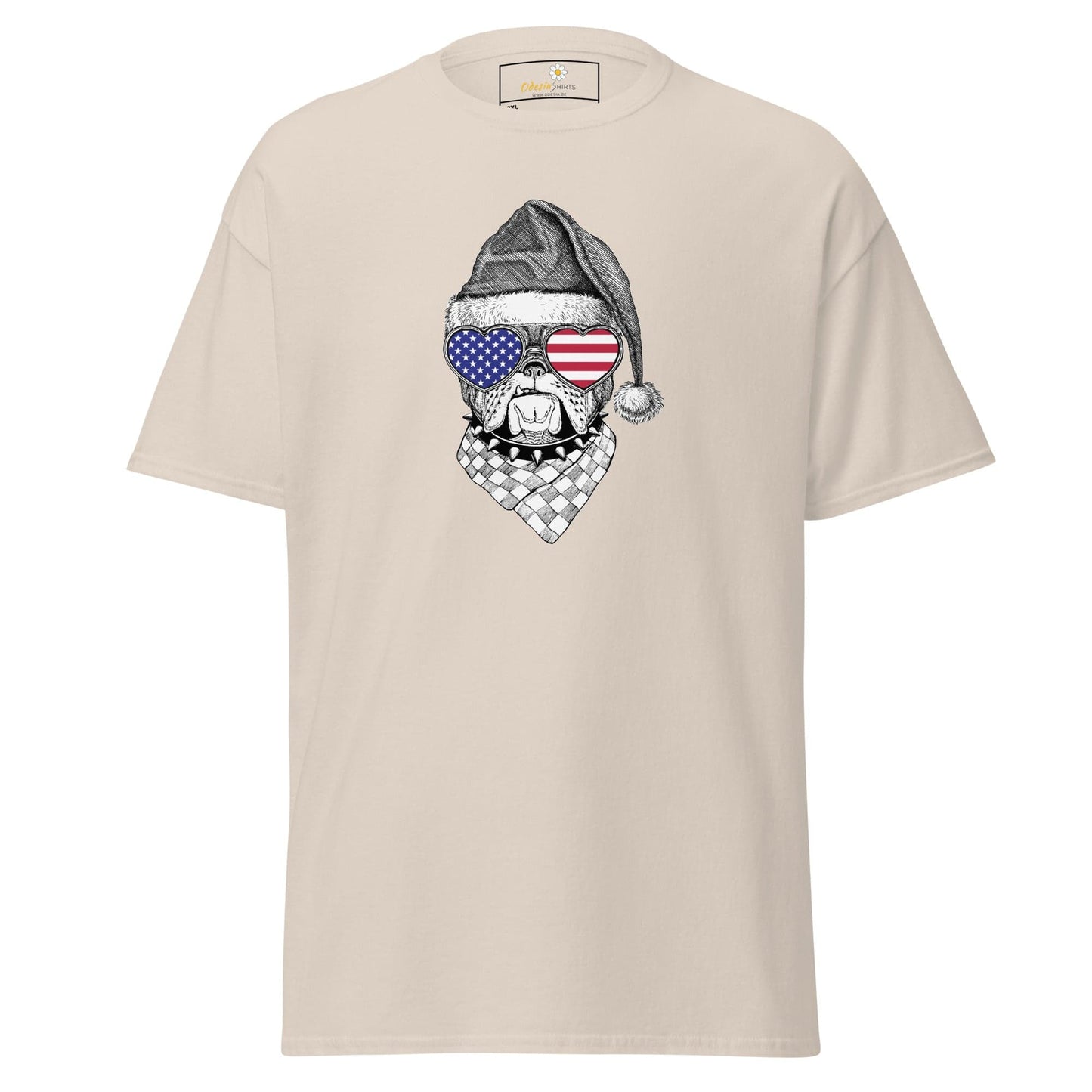 Beige T-shirt with dog graphic for men and women in 2XL to 5XL sizes
