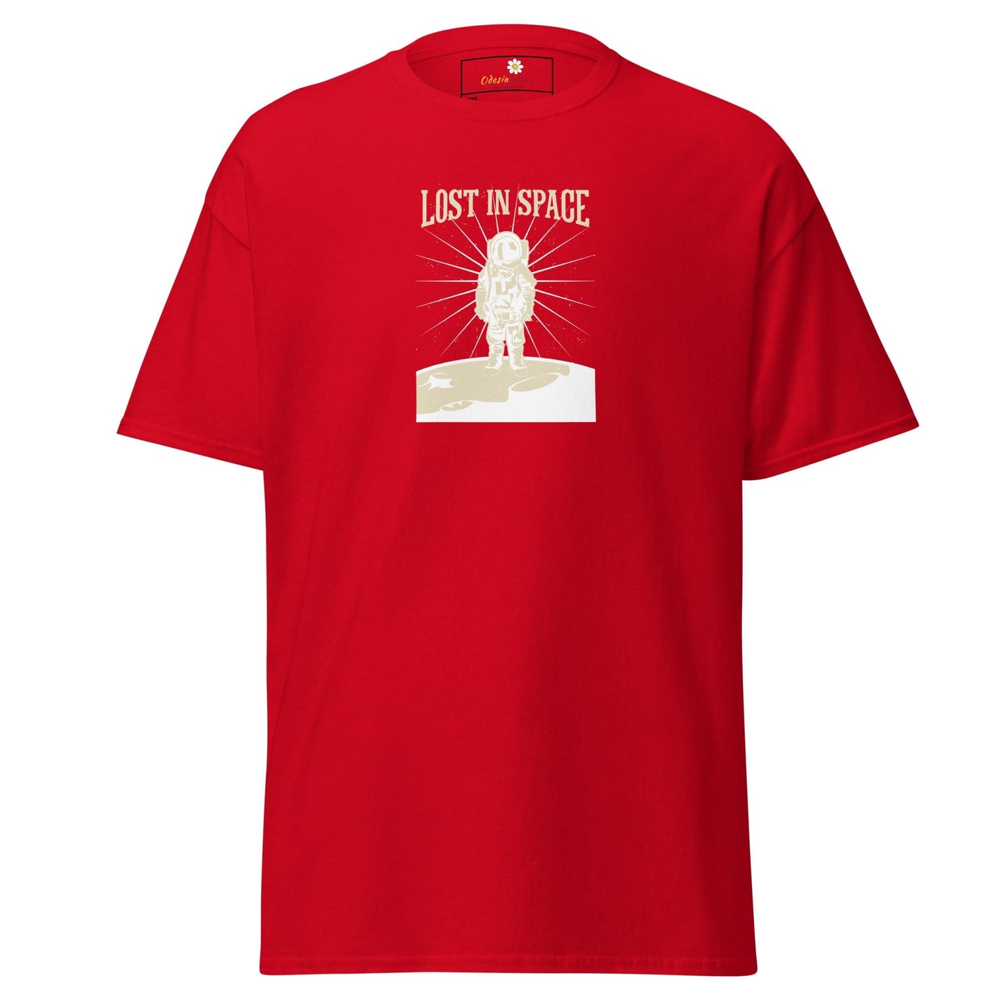 Red T-shirt with astronaut graphic from T-Shirt Design Tee for Men and Women in 2XL to 5XL