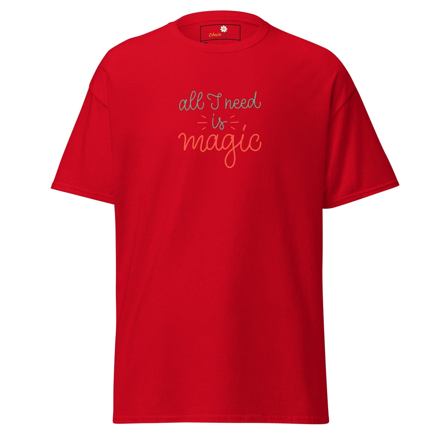 Red T-Shirt with all I need is magic text, designed for Men and Women in 2XL to 5XL