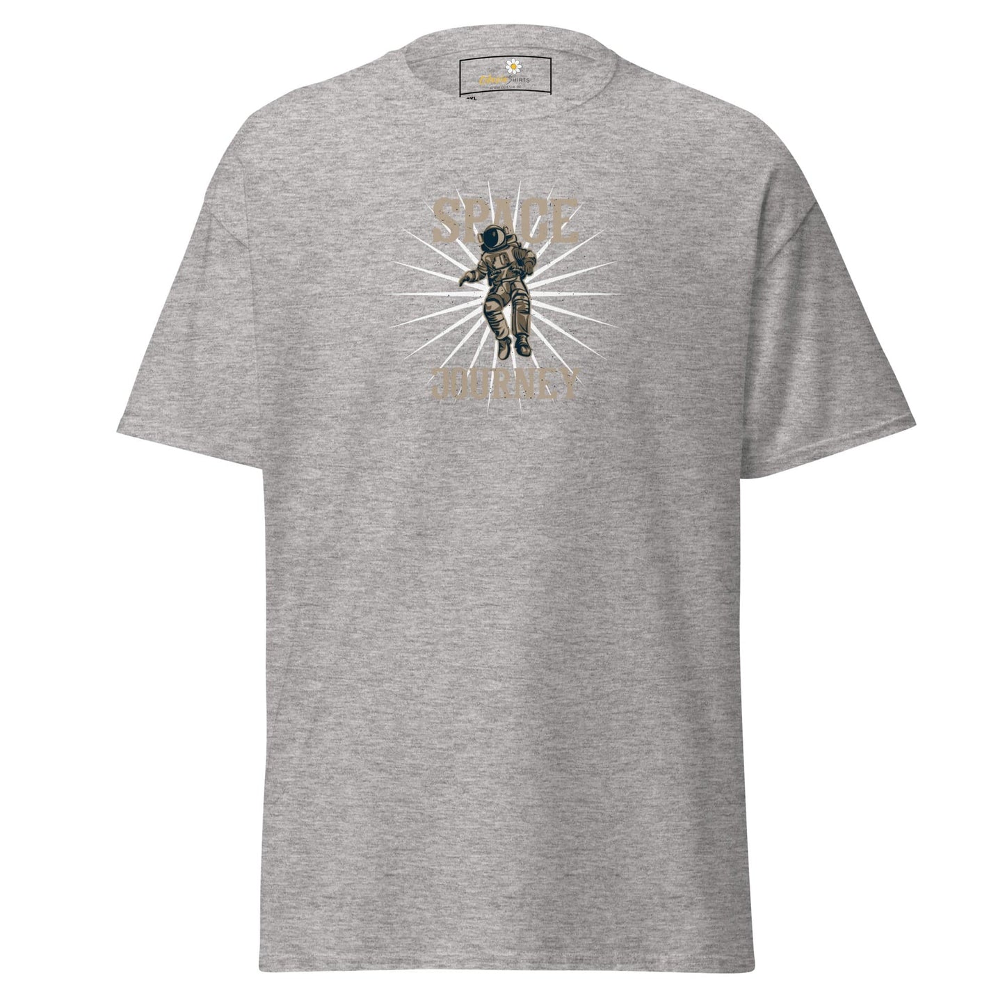 Gray T-shirt with astronaut graphic from T-SHIRT DESIGN TEE for Men and Women sizes 2XL to 5XL