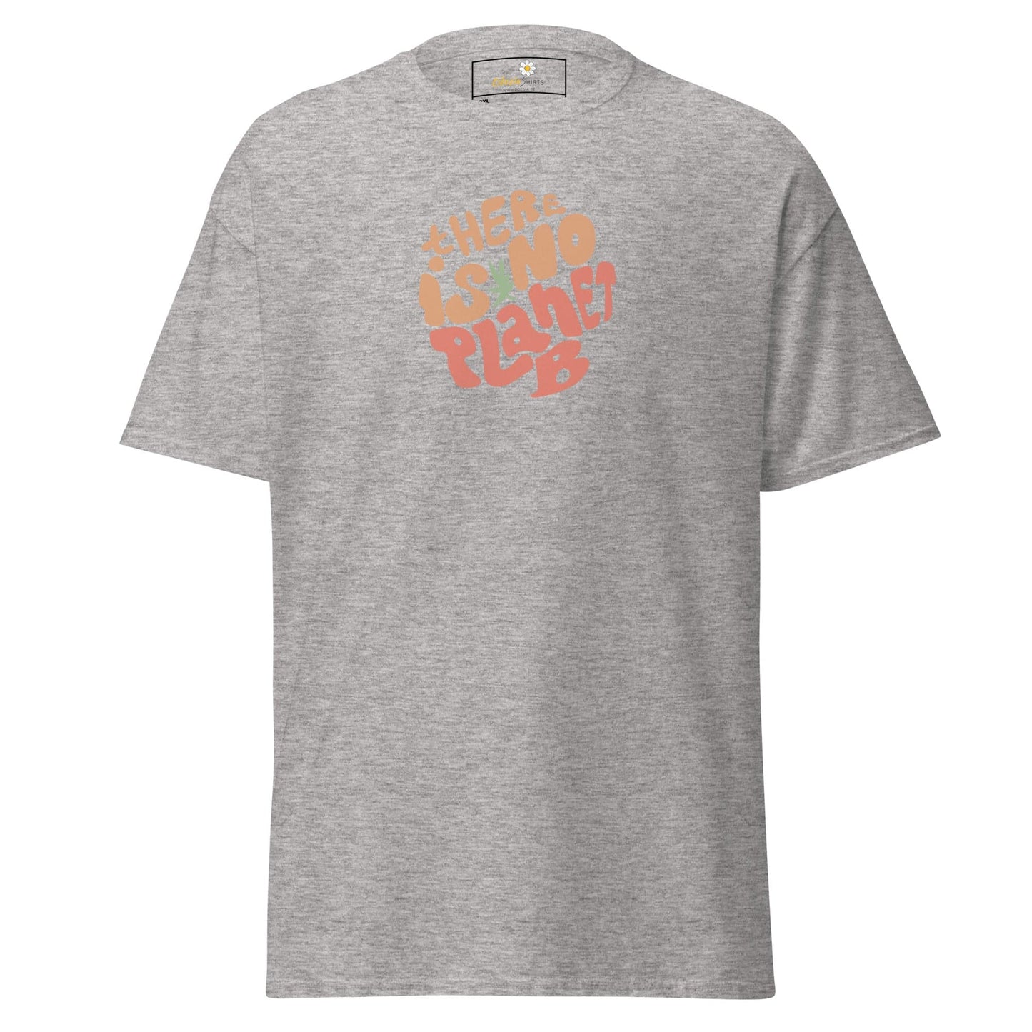 Gray t-shirt with graphic.